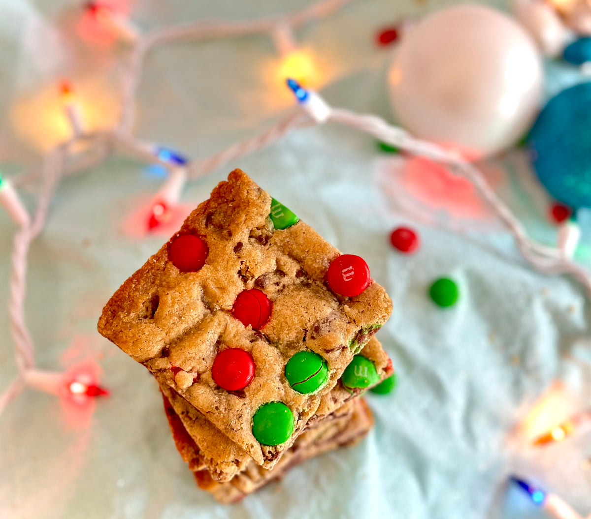 Chocolate Chip M&M Cookie Bars